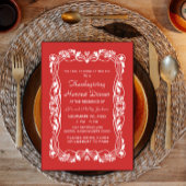 Red Elegant Bordure Thanksgiving Invitation