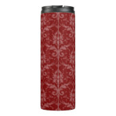Red Elegant Damask gepersonaliseerde thermische tr Thermosbeker (Achterkant)