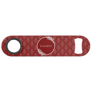 Red Elegant Damask Persoonlijke balk Speed Flessenopener