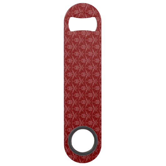 Red Elegant Damask Persoonlijke balk Speed Flessenopener (Achterkant)