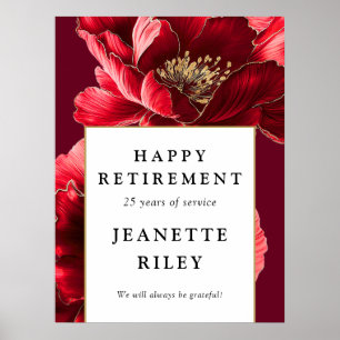 Red Elegant Floral Happy Retirement Affiche de bie