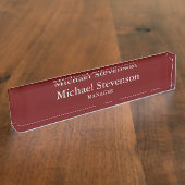 Red Elegant Modern Desk Naambordje (Zijkant)
