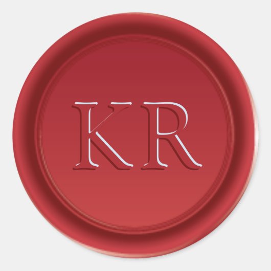 Red Elegant Monogram Wax Seal Ronde Sticker (Voorkant)