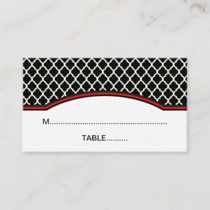 Red Elegant Quatrefoil Place Card Plaatskaartje