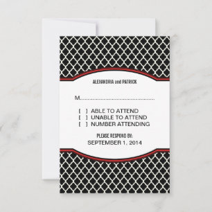 Red Elegant Quatrefoil Response Kaart