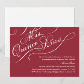 Red Elegant Quinceanera Kaart (Voorkant / Achterkant)