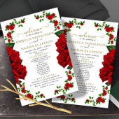 Red Elegant Rose Wedding Programme