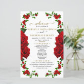 Red Elegant Rose Wedding Programme (Debout devant)