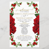 Red Elegant Rose Wedding Programme (Devant)