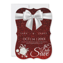 Red Elegant Save The Date Kaart