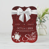 Red Elegant Save The Date Kaart (Staand voorkant)