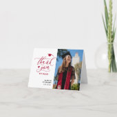 Red Elegant Script Photo Minimalist Afstuderen Bedankkaart (Voorkant)