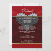 Red Elegant Vellum Wedding Invitation Kaart (Achterkant)