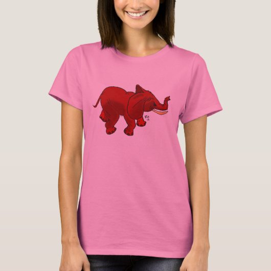 Red Elephant op Damas Shirt (Voorkant)