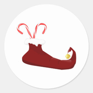 Red Elf Slipper met snoepjes rond de Sticker