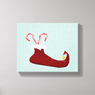 Red Elf Slipper met snoeprietjes Canvas Afdruk