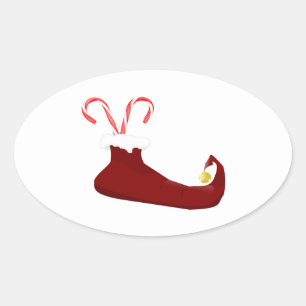 Red Elf Slipper met snoeprietovaal Sticker