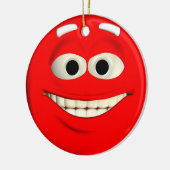Red Emoticon Keramisch Ornament (Links)