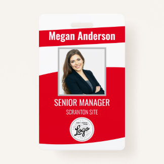 Red Employee Photo ID Badge