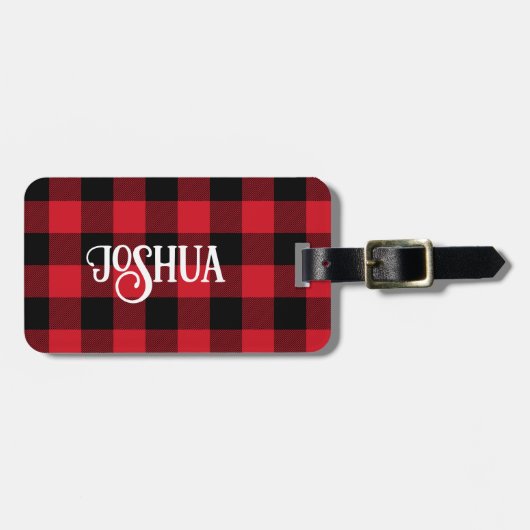 Red en Black Buffalo Check Vun Bagagelabel (Voorkant horizontaal)