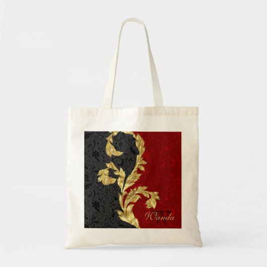 Red en Black Damask Tote Bag (Voorkant)