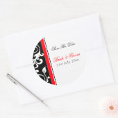 Red en Black Floral sparen de datum... Ronde Sticker (Envelop)
