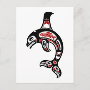 Red en Black Haida Spirit Killer Whale Briefkaart