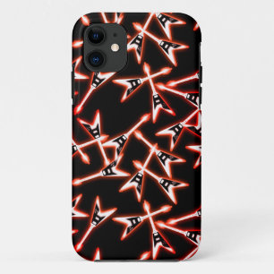 Red en Black Heavy Metal Electric Guitar Pattern iPhone 11 Hoesje