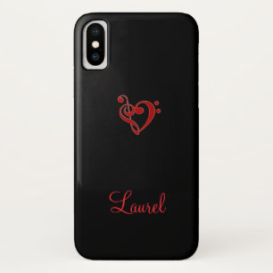 Red en Black Music Clef Heart iPhone X Hoesje