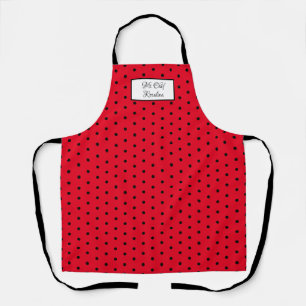 Red en Black Polka Dot Personalized Apron Schort