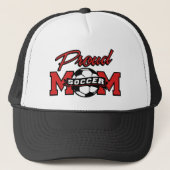Red en Black Proud Soccer Mam Trucker Pet (Voorkant)