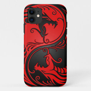 Red en Black Yin Yang Dragons iPhone 11 Hoesje