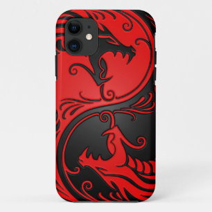 Red en Black Yin Yang Dragons iPhone 11 Hoesje