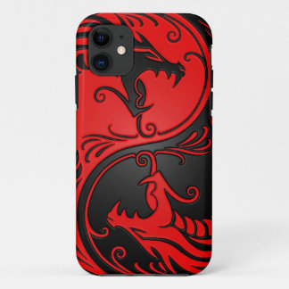 Red en Black Yin Yang Dragons iPhone 11 Hoesje