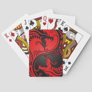 Red en Black Yin Yang Dragons Pokerkaarten