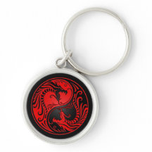 Red en Black Yin Yang Dragons