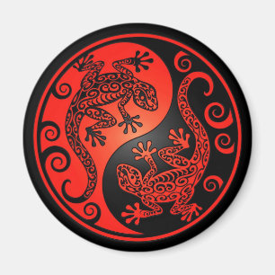 Red en Black Yin Yang Geckos Magneet