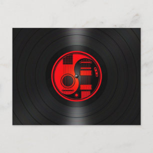 Red en Black Yin Yang Guitars Vinyl Graphic Briefkaart