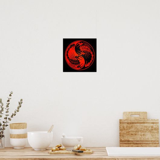 Red en Black Yin Yang Scorpions Poster (Keuken)