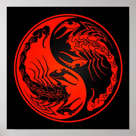 Red en Black Yin Yang Scorpions Poster (Voorkant)