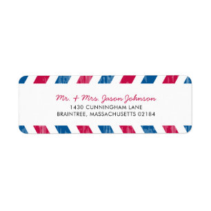 Red en Blue Airmail RETOURADRES Mailing Etiket