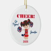 Red en Blue Cheer Brunette Cheerleader Ornament (Rechts)