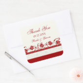 Red en Cream Floral Dank u bruiloft gunst Labels (Envelop)
