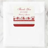 Red en Cream Floral Dank u bruiloft gunst Labels (Tas)