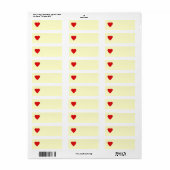 Red en Cream Love Heart Design. Etiket (Full Sheet)