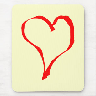 Red en Cream Love Heart Design. Muismat