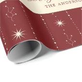 Red en Cream sterren vrolijk kerstfeest Cadeaupapier (Rol Hoek)