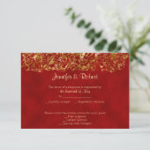 Red en Gold 40e Jubileum-reactiekaart RSVP Kaartje (Staand voorkant)
