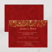 Red en Gold 40e Jubileum-reactiekaart RSVP Kaartje (Voorkant / Achterkant)