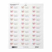 Red en Gold 50 en Fabulous 50th Birthday Script Etiket (Full Sheet)
